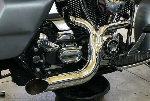 Lake 2 into 1 Turnout Header Exhaust Pipe Harley Softail Dyna Chopper Evo Twin C - Image 2