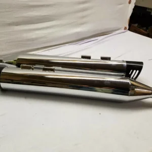 Chrome 4" Slip On Mufflers Harley Touring Slotted Black Tips Custom Ultra Glide