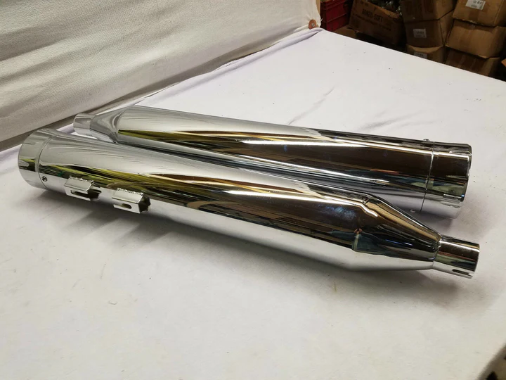 Chrome 4" Slip On Mufflers Harley Touring Double Milled Tip Custom Ultra Glide