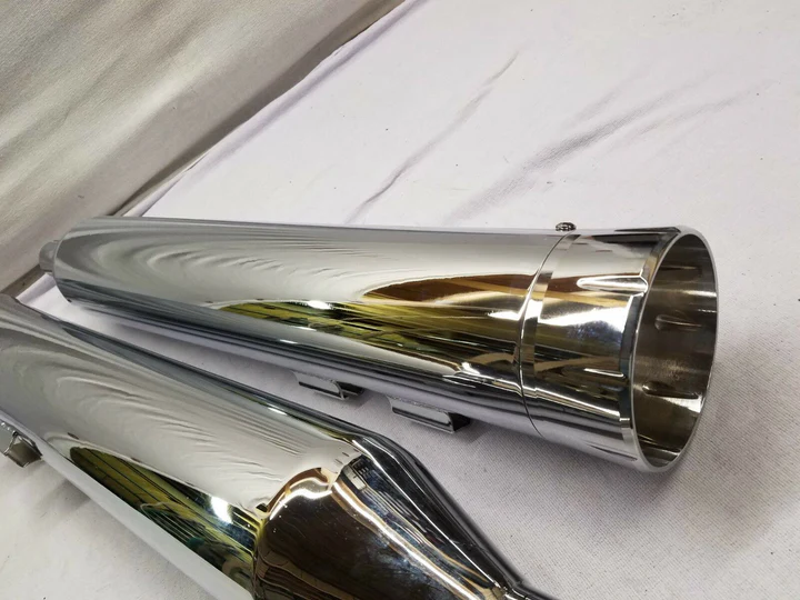 Chrome 4" Slip On Mufflers Harley Touring Double Milled Tip Custom Ultra Glide - Image 3