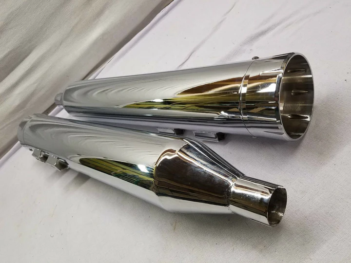Chrome 4" Slip On Mufflers Harley Touring Double Milled Tip Custom Ultra Glide - Image 2
