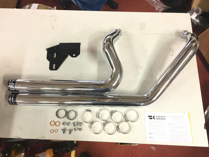 Khrome Werks Two Step Drag Style Pipes Exhaust Chrome Headers Sportster 2004^ Bi