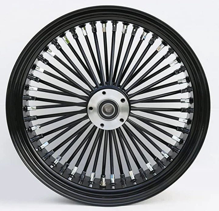 18x5.5 Ultima King Fat Spoke Rear Wheel Black Single Disc Front Softail Heritage
