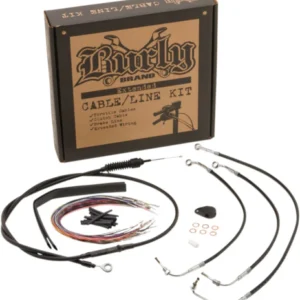 Burly Handlebar Cable Line Kit Black Harley 13"-15" Ape Bagger Bars 2017-18 FLHX