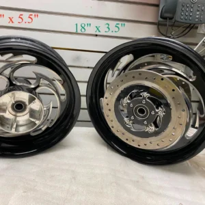 Pair RC Components Wheels Contrast Cut Black Harley Bagger FLHX 2009^ Custom mag