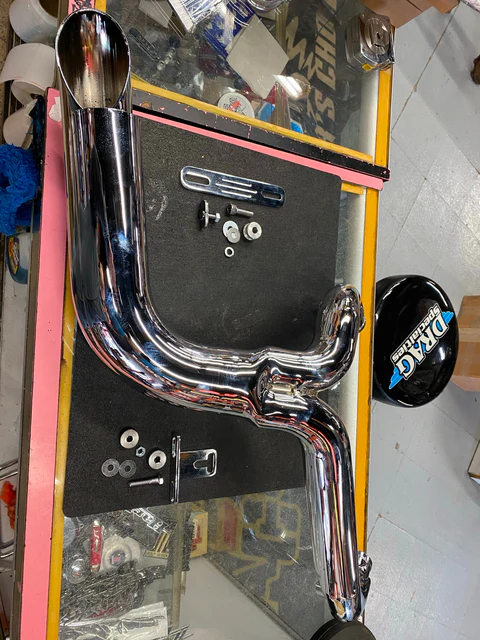 2 into 1 Custom Header Exhaust Harley Bagger Softail Dyna Chopper Heat Shield 02