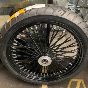 3.5x21 Fat Spoke Wheel Black 120 Tire Mounted Harley Heritage Softail FXST Chopp