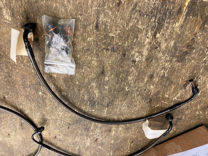 Midnight Braided Handlebar Cable/Brake Line Kit 12-14 apehanger bars FLHX Glide - Image 3