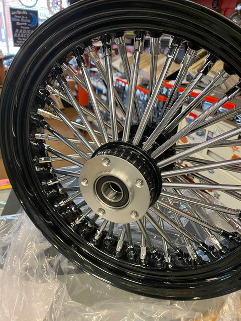 Black 16X3.5 Fat King Spoke Rear Wheel Rim Softail Bagger Touring Harley Heritag - Image 4