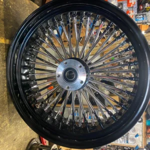 Black Chrome 48 King Fat Spoke 17X6 Rear Wheel Custom 200 Harley Softail Chopper