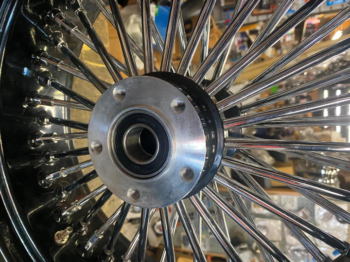 Black Chrome 48 King Fat Spoke 17X6 Rear Wheel Custom 200 Harley Softail Chopper - Image 3