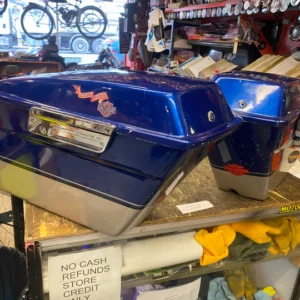 OEM Factory Saddlebags Harley Touring Ultra Classic Glide King 93-13 Blue silver
