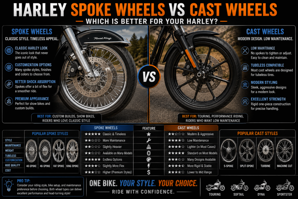 Harley spoke wheels vs cast wheels