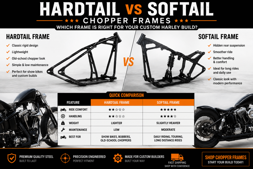 Hardtail vs Softail Chopper Frames