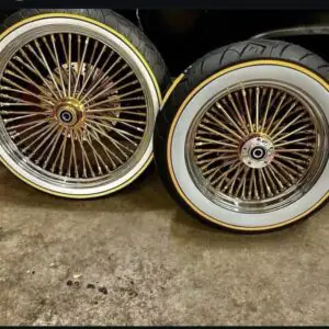 Gold spokes wheels and tires
